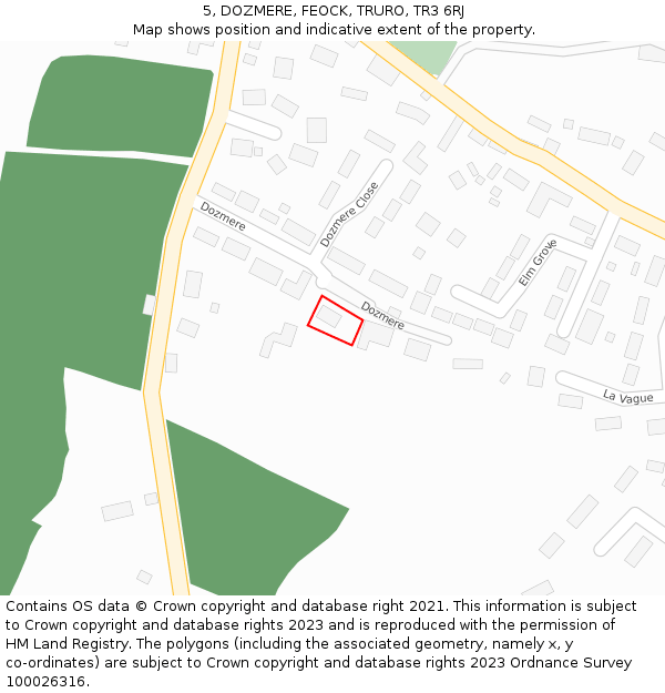 5, DOZMERE, FEOCK, TRURO, TR3 6RJ: Location map and indicative extent of plot