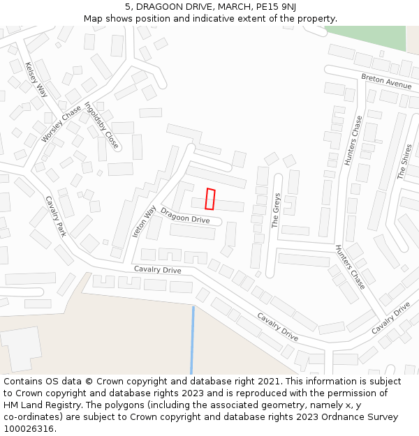 5, DRAGOON DRIVE, MARCH, PE15 9NJ: Location map and indicative extent of plot