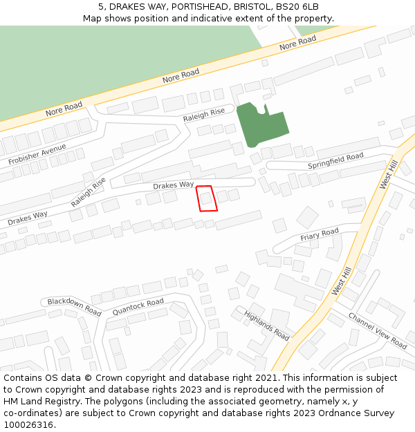 5, DRAKES WAY, PORTISHEAD, BRISTOL, BS20 6LB: Location map and indicative extent of plot