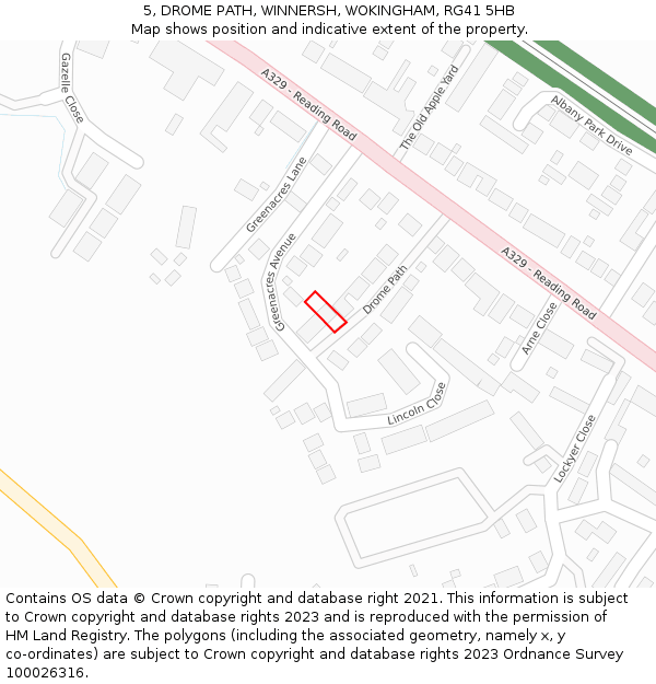 5, DROME PATH, WINNERSH, WOKINGHAM, RG41 5HB: Location map and indicative extent of plot
