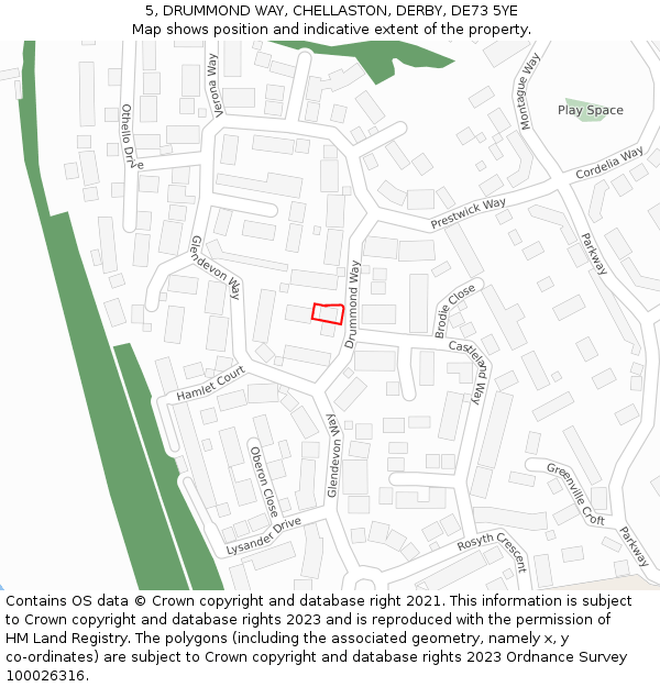 5, DRUMMOND WAY, CHELLASTON, DERBY, DE73 5YE: Location map and indicative extent of plot