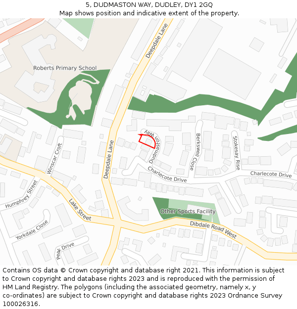 5, DUDMASTON WAY, DUDLEY, DY1 2GQ: Location map and indicative extent of plot