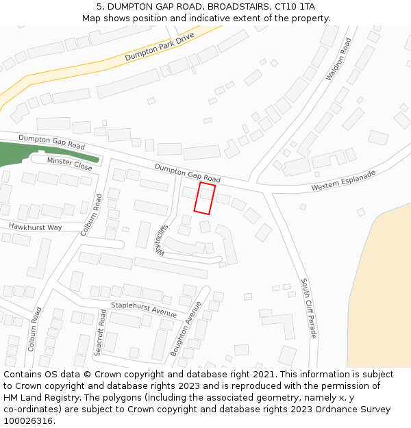 5, DUMPTON GAP ROAD, BROADSTAIRS, CT10 1TA: Location map and indicative extent of plot