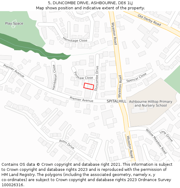 5, DUNCOMBE DRIVE, ASHBOURNE, DE6 1LJ: Location map and indicative extent of plot