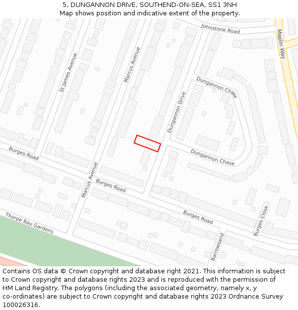 5, DUNGANNON DRIVE, SOUTHEND-ON-SEA, SS1 3NH: Location map and indicative extent of plot