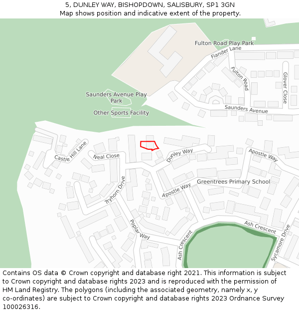 5, DUNLEY WAY, BISHOPDOWN, SALISBURY, SP1 3GN: Location map and indicative extent of plot