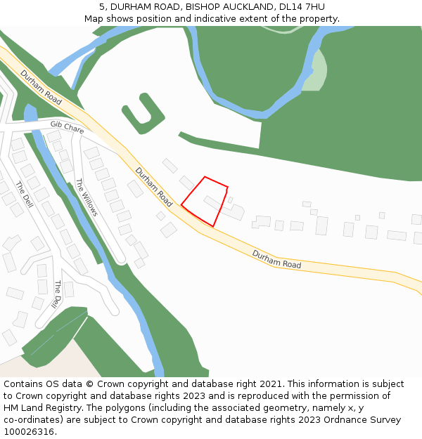 5, DURHAM ROAD, BISHOP AUCKLAND, DL14 7HU: Location map and indicative extent of plot