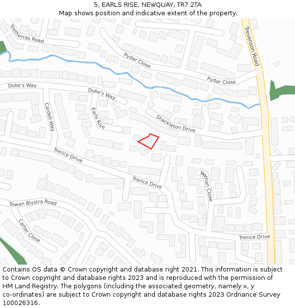 5, EARLS RISE, NEWQUAY, TR7 2TA: Location map and indicative extent of plot