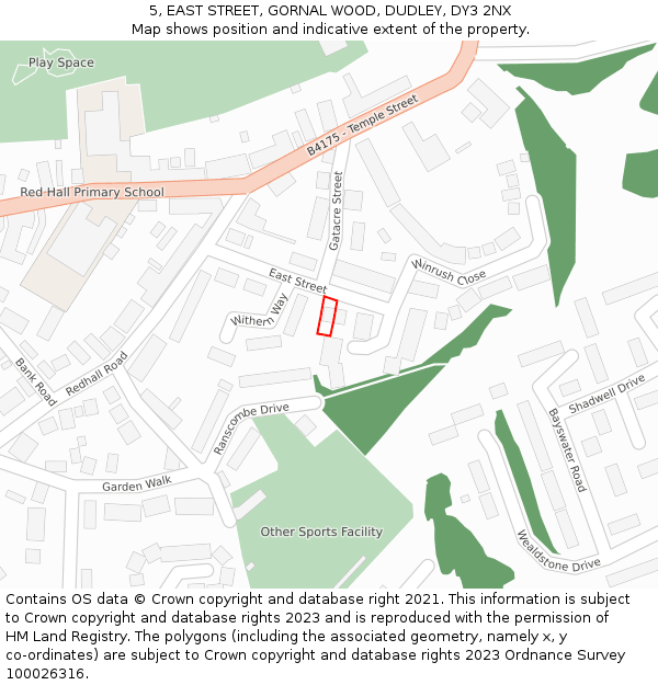 5, EAST STREET, GORNAL WOOD, DUDLEY, DY3 2NX: Location map and indicative extent of plot