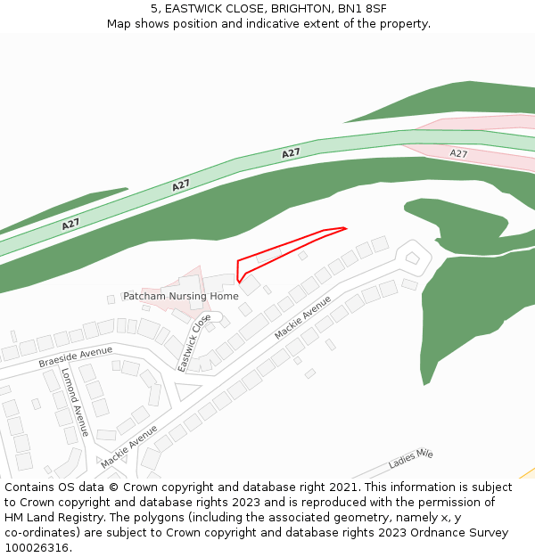 5, EASTWICK CLOSE, BRIGHTON, BN1 8SF: Location map and indicative extent of plot