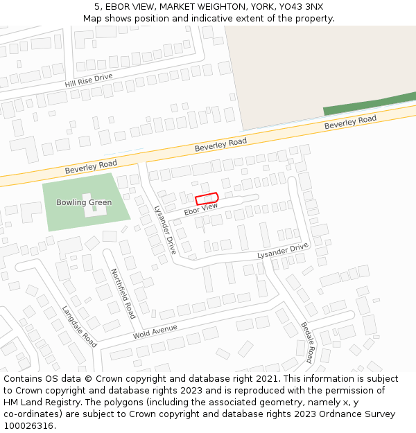 5, EBOR VIEW, MARKET WEIGHTON, YORK, YO43 3NX: Location map and indicative extent of plot