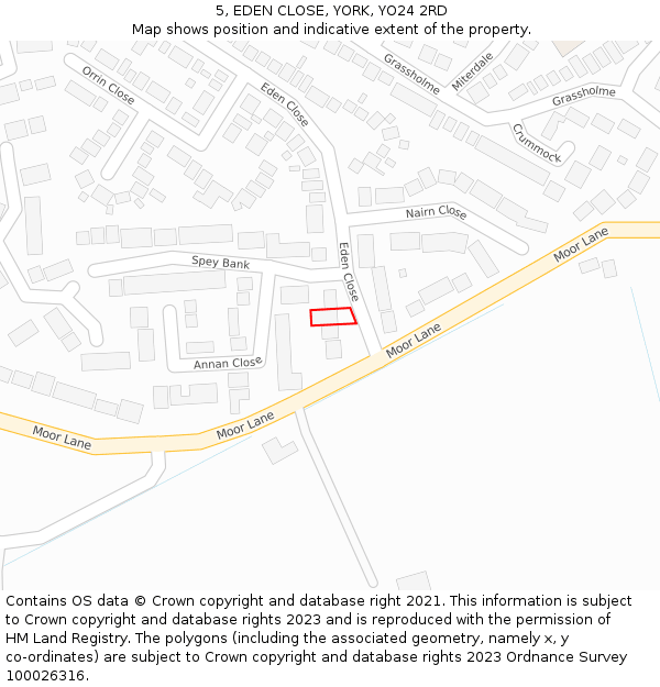 5, EDEN CLOSE, YORK, YO24 2RD: Location map and indicative extent of plot