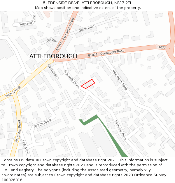 5, EDENSIDE DRIVE, ATTLEBOROUGH, NR17 2EL: Location map and indicative extent of plot