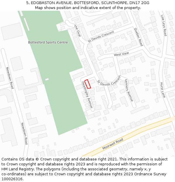 5, EDGBASTON AVENUE, BOTTESFORD, SCUNTHORPE, DN17 2GG: Location map and indicative extent of plot