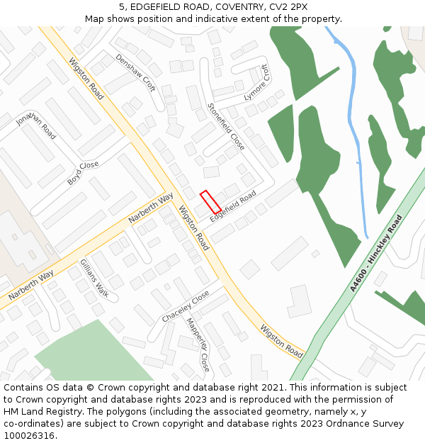 5, EDGEFIELD ROAD, COVENTRY, CV2 2PX: Location map and indicative extent of plot