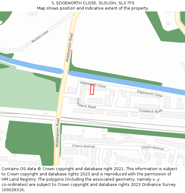 5, EDGEWORTH CLOSE, SLOUGH, SL3 7FS: Location map and indicative extent of plot