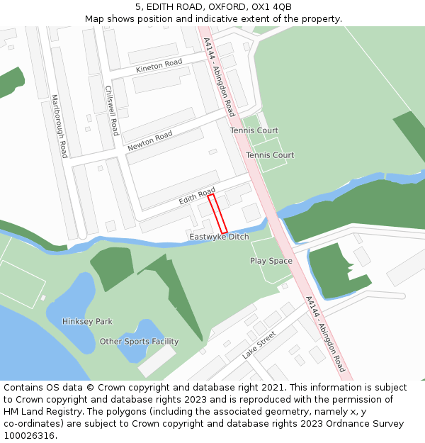 5, EDITH ROAD, OXFORD, OX1 4QB: Location map and indicative extent of plot