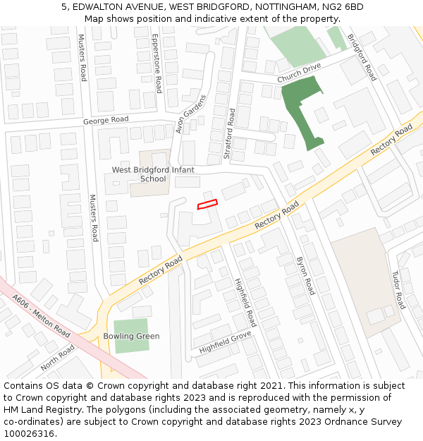 5, EDWALTON AVENUE, WEST BRIDGFORD, NOTTINGHAM, NG2 6BD: Location map and indicative extent of plot