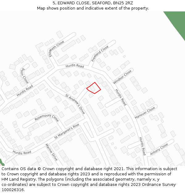 5, EDWARD CLOSE, SEAFORD, BN25 2RZ: Location map and indicative extent of plot