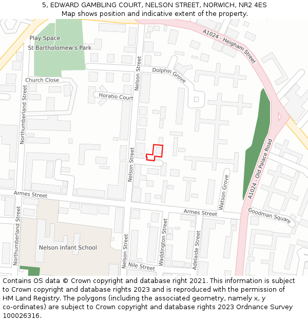 5, EDWARD GAMBLING COURT, NELSON STREET, NORWICH, NR2 4ES: Location map and indicative extent of plot