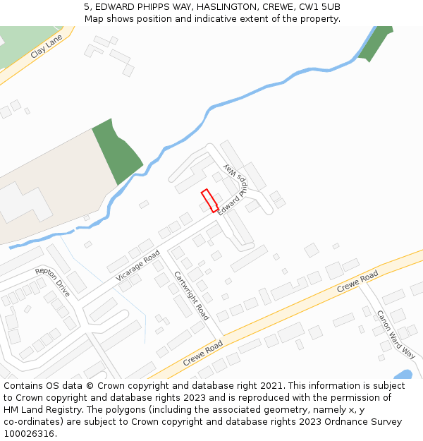 5, EDWARD PHIPPS WAY, HASLINGTON, CREWE, CW1 5UB: Location map and indicative extent of plot