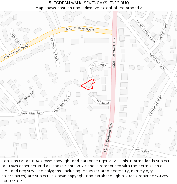 5, EGDEAN WALK, SEVENOAKS, TN13 3UQ: Location map and indicative extent of plot