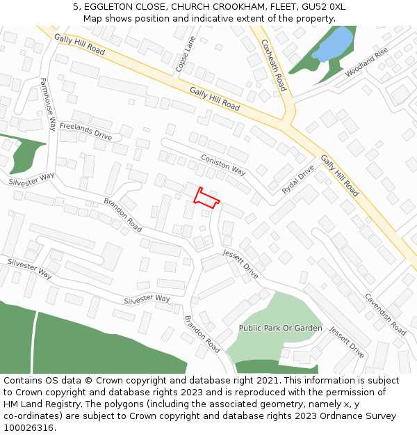 5, EGGLETON CLOSE, CHURCH CROOKHAM, FLEET, GU52 0XL: Location map and indicative extent of plot