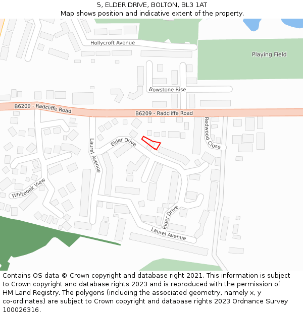 5, ELDER DRIVE, BOLTON, BL3 1AT: Location map and indicative extent of plot