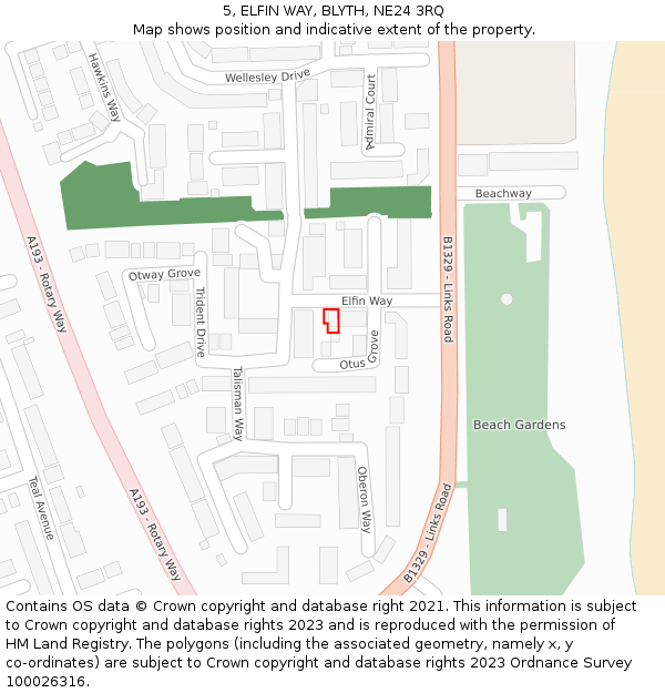 5, ELFIN WAY, BLYTH, NE24 3RQ: Location map and indicative extent of plot
