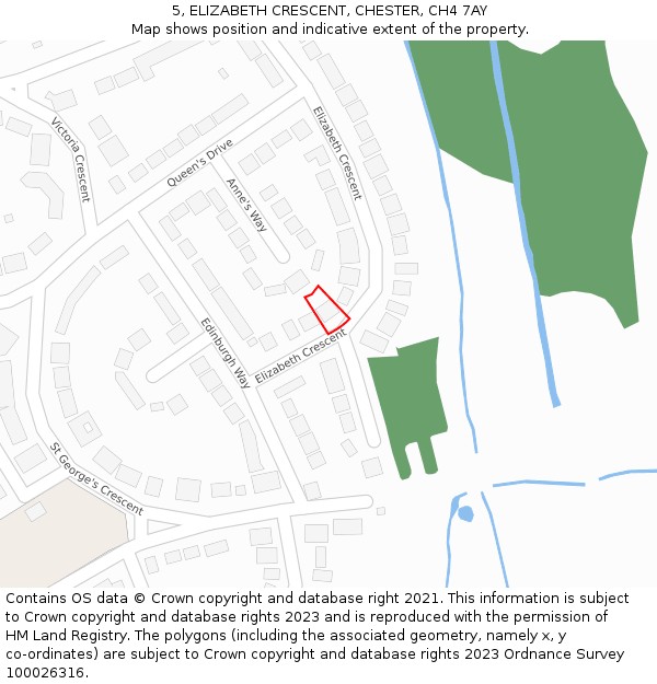 5, ELIZABETH CRESCENT, CHESTER, CH4 7AY: Location map and indicative extent of plot