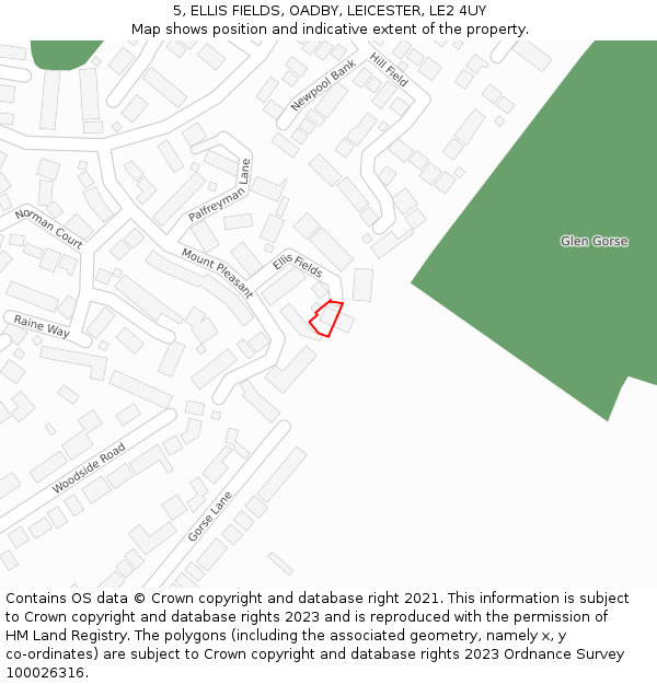 5, ELLIS FIELDS, OADBY, LEICESTER, LE2 4UY: Location map and indicative extent of plot