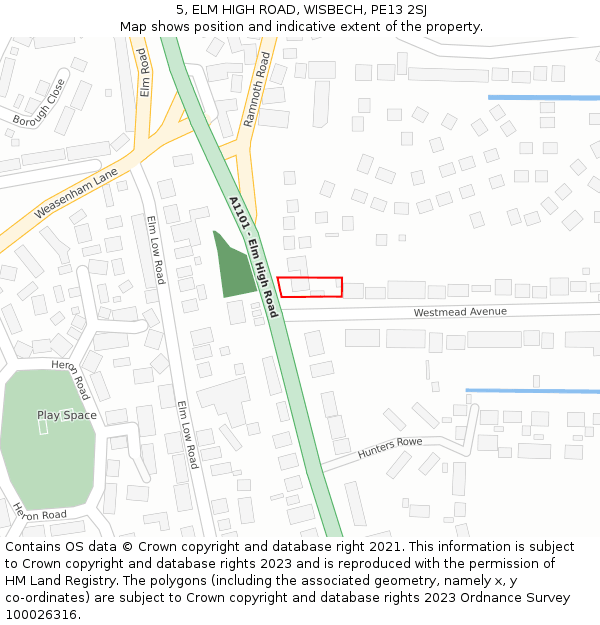 5, ELM HIGH ROAD, WISBECH, PE13 2SJ: Location map and indicative extent of plot