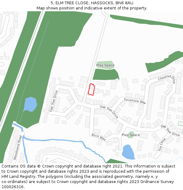 5, ELM TREE CLOSE, HASSOCKS, BN6 8AU: Location map and indicative extent of plot