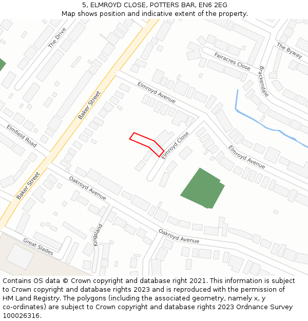 5, ELMROYD CLOSE, POTTERS BAR, EN6 2EG: Location map and indicative extent of plot