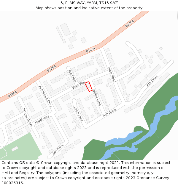 5, ELMS WAY, YARM, TS15 9AZ: Location map and indicative extent of plot