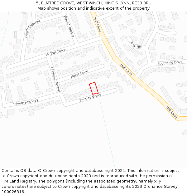 5, ELMTREE GROVE, WEST WINCH, KING'S LYNN, PE33 0PU: Location map and indicative extent of plot