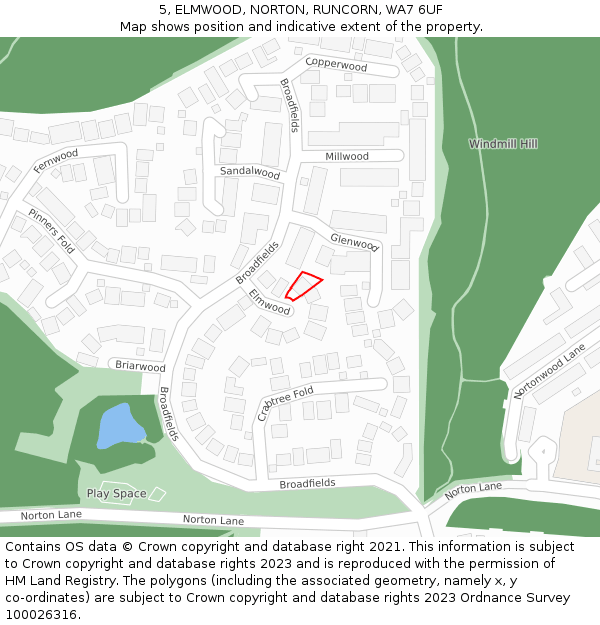 5, ELMWOOD, NORTON, RUNCORN, WA7 6UF: Location map and indicative extent of plot