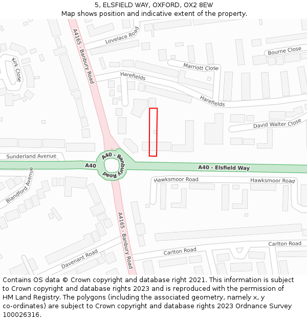 5, ELSFIELD WAY, OXFORD, OX2 8EW: Location map and indicative extent of plot