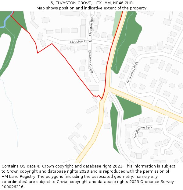 5, ELVASTON GROVE, HEXHAM, NE46 2HR: Location map and indicative extent of plot