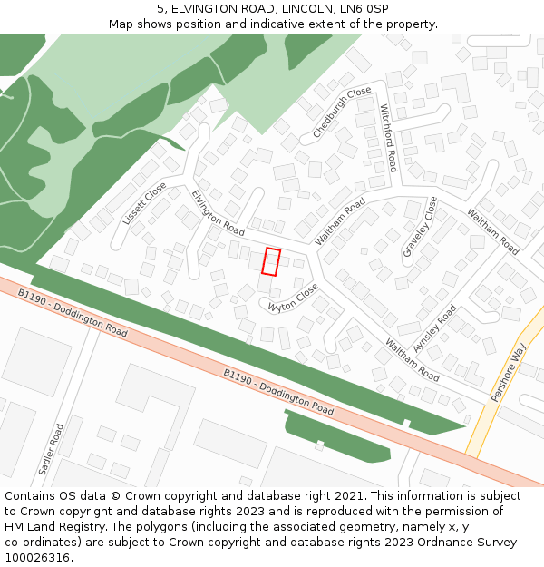 5, ELVINGTON ROAD, LINCOLN, LN6 0SP: Location map and indicative extent of plot