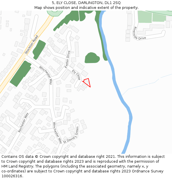 5, ELY CLOSE, DARLINGTON, DL1 2SQ: Location map and indicative extent of plot