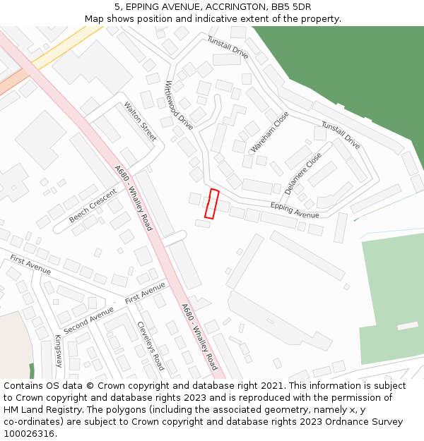 5, EPPING AVENUE, ACCRINGTON, BB5 5DR: Location map and indicative extent of plot