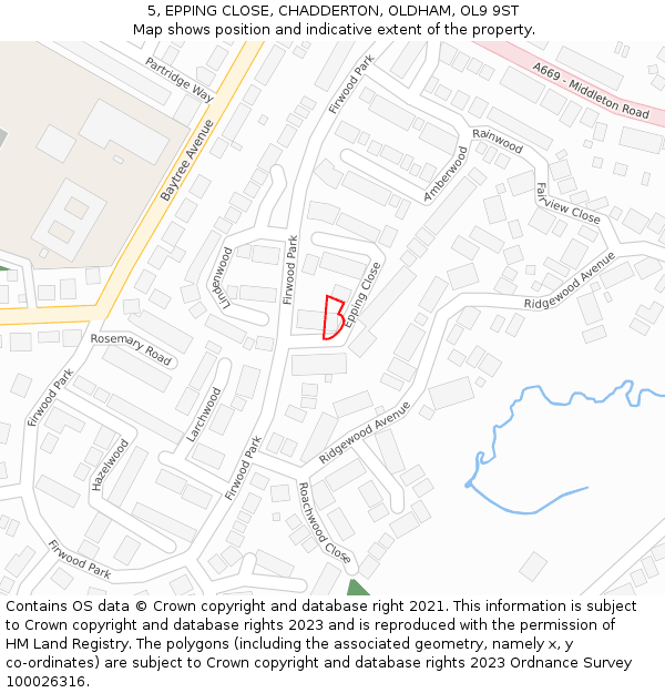 5, EPPING CLOSE, CHADDERTON, OLDHAM, OL9 9ST: Location map and indicative extent of plot