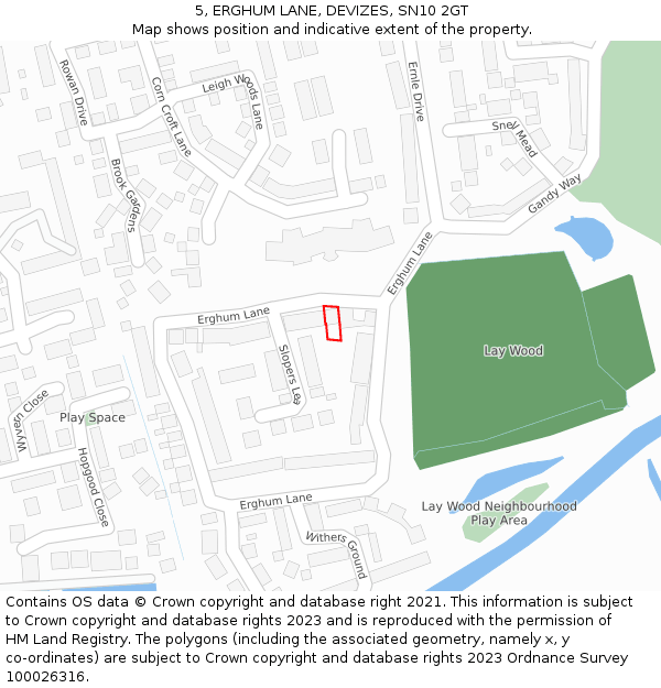 5, ERGHUM LANE, DEVIZES, SN10 2GT: Location map and indicative extent of plot