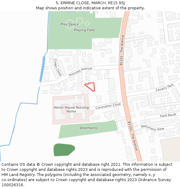 5, ERMINE CLOSE, MARCH, PE15 9SJ: Location map and indicative extent of plot