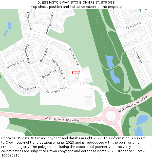 5, ESSINGTON WAY, STOKE-ON-TRENT, ST6 5GB: Location map and indicative extent of plot