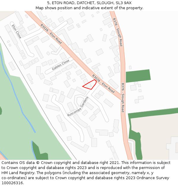 5, ETON ROAD, DATCHET, SLOUGH, SL3 9AX: Location map and indicative extent of plot