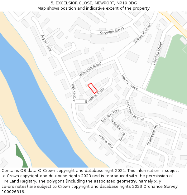 5, EXCELSIOR CLOSE, NEWPORT, NP19 0DG: Location map and indicative extent of plot