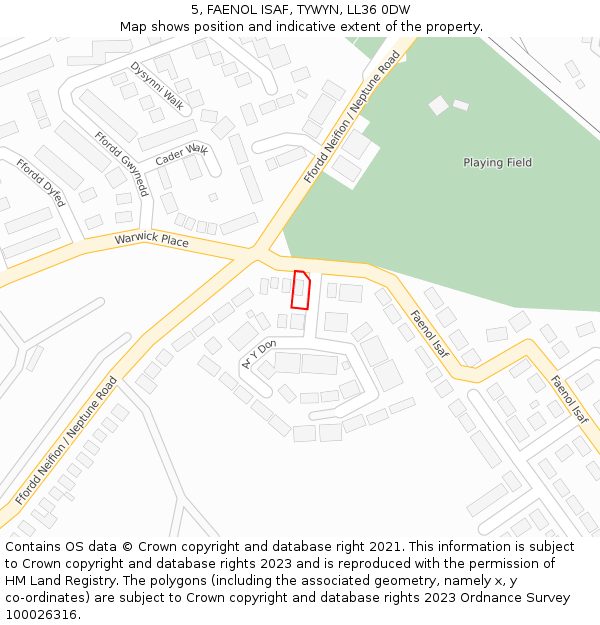 5, FAENOL ISAF, TYWYN, LL36 0DW: Location map and indicative extent of plot