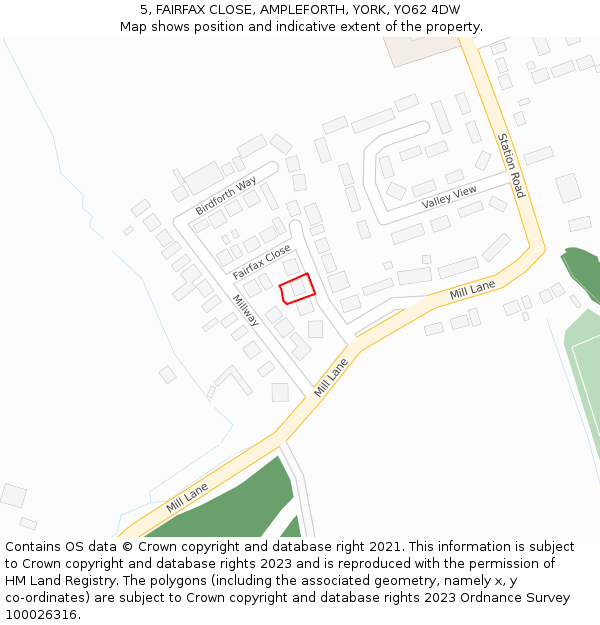 5, FAIRFAX CLOSE, AMPLEFORTH, YORK, YO62 4DW: Location map and indicative extent of plot